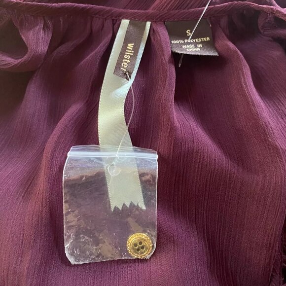 WILSTER Retro Sheer 1990s Poet Slv CROP Cropped Silky Tunic Blouse Shirt *SMALL* - Picture 5 of 5